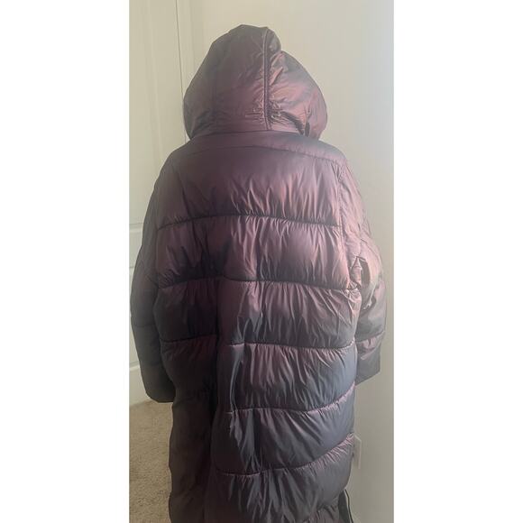 Ava & Viv Women’s Plus Size Winter Puffer Long 2-Way Zip Front Burgundy Coat 2X - Picture 9 of 16